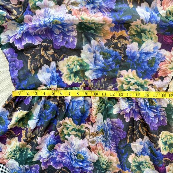 🌸 Cottagecore Sheer Floral Vintage Midi Dress – Ruffle Hem (L/XL) - Picture 4 of 6